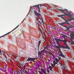 Ariat Womens Multicolor Bohemian Rayon Long Sleeve Blouse Size MD